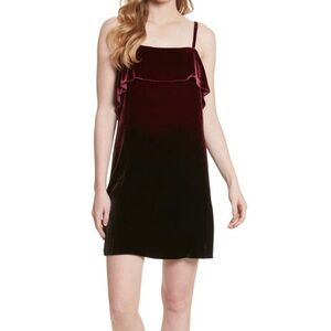 Alice + Olivia Bess Ombre Velvet Sleeveless Slip Dress size 4 burgundy silk